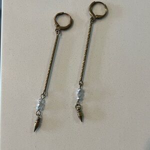 Chic Gold Dangle Earrings with Crystal Accents